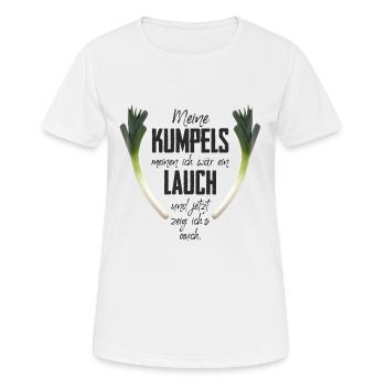 Meine Kumpels meinen ich wär ein Lauch - Frauen T-Shirt atmungsaktiv - Weiß - Vorne - AI Model Female 172 dark (172cm)