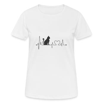 Chemise de chat • Chat de battement de coeur • Cadeau - T-shirt respirant Femme - blanc - Devant - AI Model Female 172 dark (172cm)