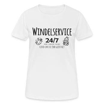 Windelservice rund um die Uhr - Frauen T-Shirt atmungsaktiv - Weiß - Vorne - AI Model Female 172 dark (172cm)