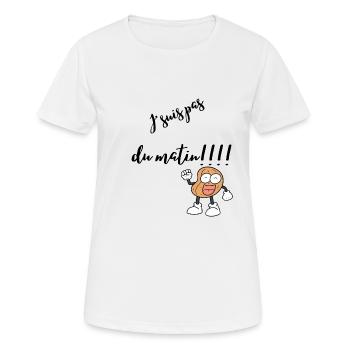 J’suis pas du matin - T-shirt respirant Femme - blanc - Devant - AI Model Female 172 dark (172cm)