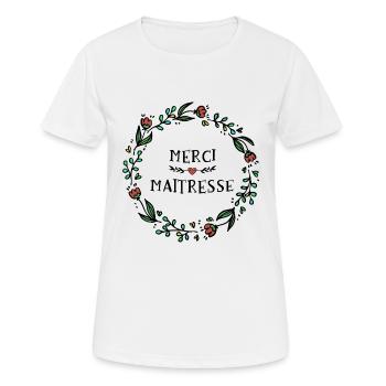 Merci maitresse - cadeau fin d'année - T-shirt respirant Femme - blanc - Devant - AI Model Female 172 dark (172cm)