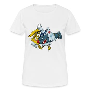 Navy Matrosen Pelikan - Frauen T-Shirt atmungsaktiv - Weiß - Vorne - AI Model Female 172 dark (172cm)