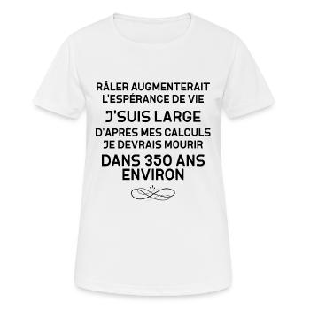 Râler Pour Vivire Plus Longtemps Humour Femme - T-shirt respirant Femme - blanc - Devant - AI Model Female 172 dark (172cm)