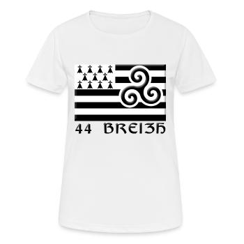 44 Breizh Loire-Atlantique Bretagne - T-shirt respirant Femme - blanc - Devant - AI Model Female 172 dark (172cm)