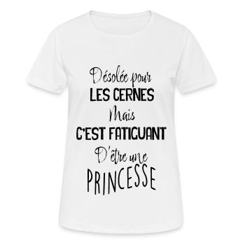 Princesse Humour Maman Trop Fatiguée - T-shirt respirant Femme - blanc - Devant - AI Model Female 172 dark (172cm)