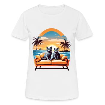 Katzen am Meer - Frauen T-Shirt atmungsaktiv - Weiß - Vorne - AI Model Female 172 dark (172cm)