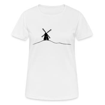 moulin à vent, Pays-Bas, paysage de moulin à vent - T-shirt respirant Femme - blanc - Devant - AI Model Female 172 dark (172cm)
