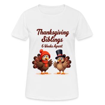 Thanksgiving Siblings - Women's Breathable T-Shirt - white - Front - AI Model Female 172 dark (172cm)