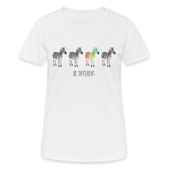Zebra Regenbogen be different - Frauen T-Shirt atmungsaktiv - Weiß - Vorne - AI Model Female 172 dark (172cm)