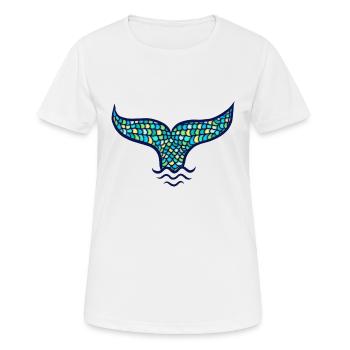 Mermaid fin whale fin, Mermaid - Women's Breathable T-Shirt - white - Front - AI Model Female 172 dark (172cm)
