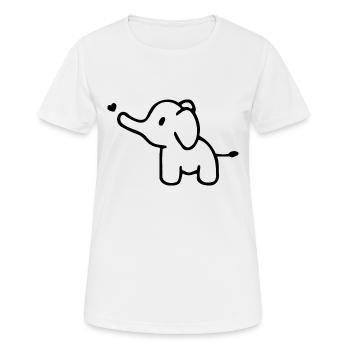 ÉLÉPHANT ANIMAL PACHYDERME TROMPE ZOO BÉBÉ AMOUR COEUR - T-shirt respirant Femme - blanc - Devant - AI Model Female 172 dark (172cm)