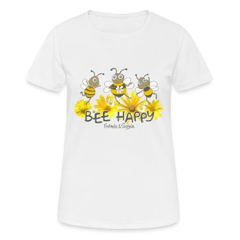 Abeille heureuse - T-shirt respirant Femme - blanc - Devant - AI Model Female 172 dark (172cm)