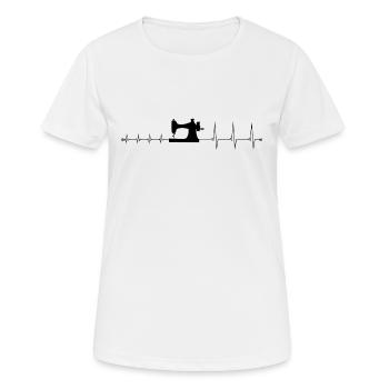 Heartbeat nähen - Ich liebe Nähen - Frauen T-Shirt atmungsaktiv - Weiß - Vorne - AI Model Female 172 dark (172cm)