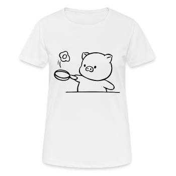 PORC CUISINIER ANIMAL POÊLE OEUF AU PLAT GASTRONOMIE - T-shirt respirant Femme - blanc - Devant - AI Model Female 172 dark (172cm)