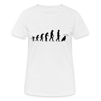 Evolution de l'homme :Tous des pigeons! N - T-shirt respirant Femme - blanc - Devant - AI Model Female 172 dark (172cm)