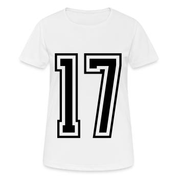 17 Numéro de numéro - T-shirt respirant Femme - blanc - Devant - AI Model Female 172 dark (172cm)
