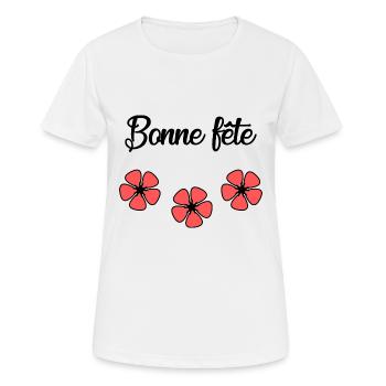 BONNE FÊTE. FÊTE DES MÈRES. FÊTE DES PÈRES. FÊTE - T-shirt respirant Femme - blanc - Devant - AI Model Female 172 dark (172cm)