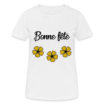BONNE FÊTE. FÊTE DES MÈRES. FÊTE DES PÈRES. FÊTE - T-shirt respirant Femme - blanc - Devant - AI Model Female 172 dark (172cm)