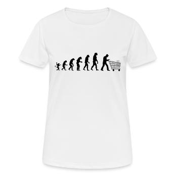Evolution des Menschen: Konsumgesellschaft N. - Frauen T-Shirt atmungsaktiv - Weiß - Vorne - AI Model Female 172 dark (172cm)