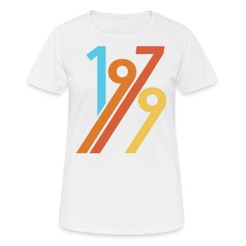 1979 - Frauen T-Shirt atmungsaktiv - Weiß - Vorne - AI Model Female 172 dark (172cm)