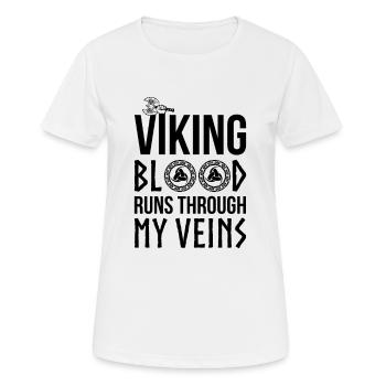 Shirt Wikinger-Blut läuft durch meine Adern - Frauen T-Shirt atmungsaktiv - Weiß - Vorne - AI Model Female 172 dark (172cm)