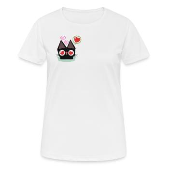 Cute cat with hearts - Women's Breathable T-Shirt - white - Front - AI Model Female 172 dark (172cm)