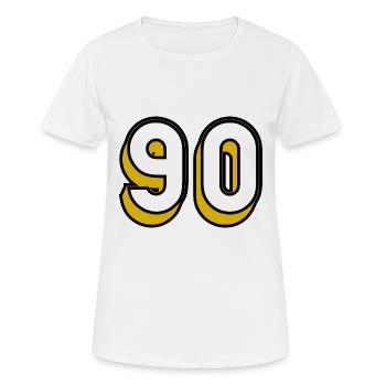 90. HERZLICHEN GLÜCKWUNSCH ZUM GEBURTSTAG. ALLES GUTE ZUM GEBURTSTAG! - Frauen T-Shirt atmungsaktiv - Weiß - Vorne - AI Model Female 172 dark (172cm)