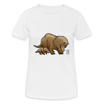 Triceratops with child - Women's Breathable T-Shirt - white - Front - AI Model Female 172 dark (172cm)