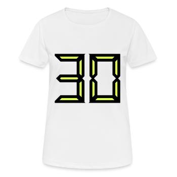 30. 30 JAHRE. 30-JÄHRIGES JUBILÄUM. GEBURTSTAG 30 JAHRE. - Frauen T-Shirt atmungsaktiv - Weiß - Vorne - AI Model Female 172 dark (172cm)