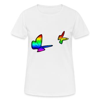 bunte schmetterlinge schmetterling bunt symbol - Frauen T-Shirt atmungsaktiv - Weiß - Vorne - AI Model Female 172 dark (172cm)
