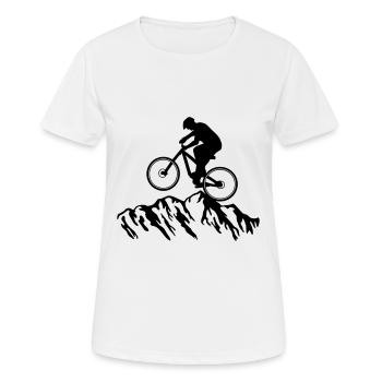 Mountain biking, mountain biking, cycling and mountains - Women's Breathable T-Shirt - white - Front - AI Model Female 172 dark (172cm)