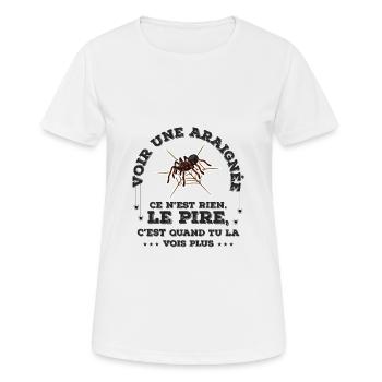 Voir une araignée ce n'est rien. Le pire c'est... - T-shirt respirant Femme - blanc - Devant - AI Model Female 172 dark (172cm)
