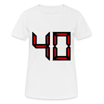 40. 40 JAHRE. 40-jähriges Jubiläum. GEBURTSTAG 40 JAHRE. - Frauen T-Shirt atmungsaktiv - Weiß - Vorne - AI Model Female 172 dark (172cm)