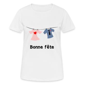 BONNE FÊTE. FÊTE DES MÈRES. FÊTE DES PÈRES. FÊTE - T-shirt respirant Femme - blanc - Devant - AI Model Female 172 dark (172cm)