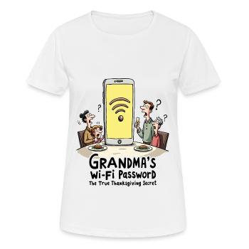 Mot de passe Wi-Fi de grand-mère - T-shirt respirant Femme - blanc - Devant - AI Model Female 172 dark (172cm)