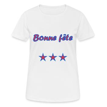 BONNE FÊTE. FÊTE DES MÈRES. FÊTE DES PÈRES. FÊTE - T-shirt respirant Femme - blanc - Devant - AI Model Female 172 dark (172cm)