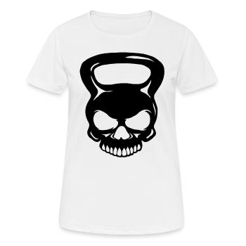 Kettlebell Skull - Totenkopf Kugelhantel - Frauen T-Shirt atmungsaktiv - Weiß - Vorne - AI Model Female 172 dark (172cm)