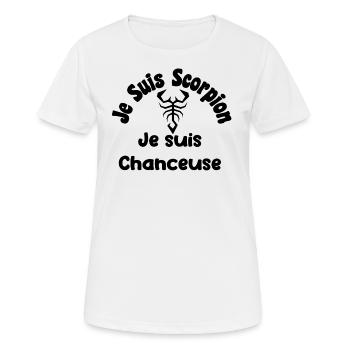 scorpion zodiaque signe - Je suis chanceuse - T-shirt respirant Femme - blanc - Devant - AI Model Female 172 dark (172cm)