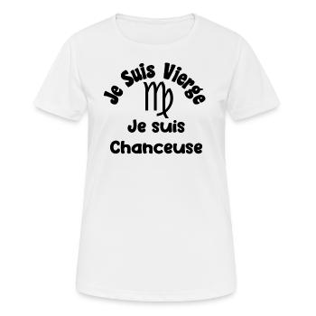 vierge zodiaque signe - Je suis chanceuse - T-shirt respirant Femme - blanc - Devant - AI Model Female 172 dark (172cm)
