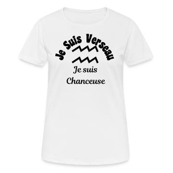 Verseau zodiaque signe - Je suis chanceuse - T-shirt respirant Femme - blanc - Devant - AI Model Female 172 dark (172cm)
