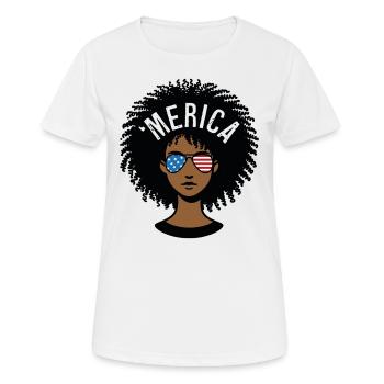 "merica Afro - Frauen T-Shirt atmungsaktiv - Weiß - Vorne - AI Model Female 172 dark (172cm)