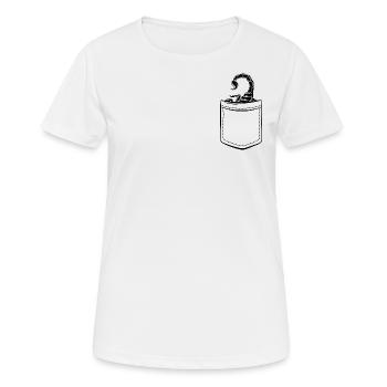 Mon Scorpion dans la poche - Poche poitrine - T-shirt respirant Femme - blanc - Devant - AI Model Female 172 dark (172cm)