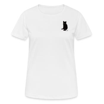 Chat noir jaune Bonne chance - T-shirt respirant Femme - blanc - Devant - AI Model Female 172 dark (172cm)