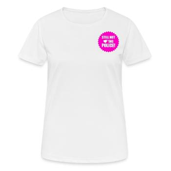 la police toujours pas d'amour - action antifasciste - T-shirt respirant Femme - blanc - Devant - AI Model Female 172 dark (172cm)