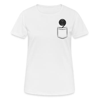 Ma réglisse dans la poche - Poche poitrine - T-shirt respirant Femme - blanc - Devant - AI Model Female 172 dark (172cm)