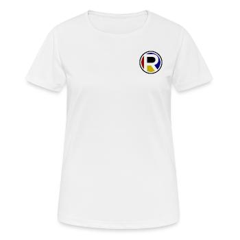 Abréviation R | Point R | Nom R | Logo R | District R - T-shirt respirant Femme - blanc - Devant - AI Model Female 172 dark (172cm)