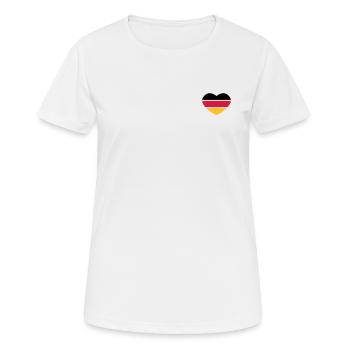 Herz 3farbig - Schwarz Rot Gold - Deutschland - Frauen T-Shirt atmungsaktiv - Weiß - Vorne - AI Model Female 172 dark (172cm)