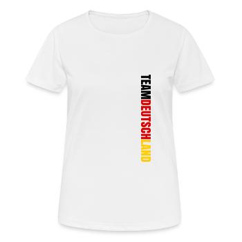 TEAM DEUTSCHLAND - MANNSCHAFT - TEILNEHMER - GER - Frauen T-Shirt atmungsaktiv - Weiß - Vorne - AI Model Female 172 dark (172cm)
