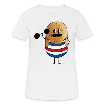 Zirkus starker Mann Kartoffel - Frauen T-Shirt atmungsaktiv - Weiß - Vorne - AI Model Female 172 dark (172cm)