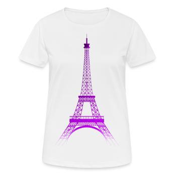 Tour Eiffel (dégradé violet-pourpre) - T-shirt respirant Femme - blanc - Devant - AI Model Female 172 dark (172cm)